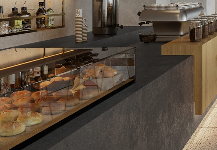 セラミックタイル調化粧板を使った空間イメージ